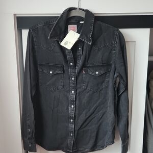 NWT Levi Black Denim Button-Up Shirt
